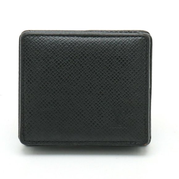 LOUIS VUITTON Taiga Porto Monnaie Boite Coin Case Leather Calf Ardoise Black ... - Picture 2 of 8